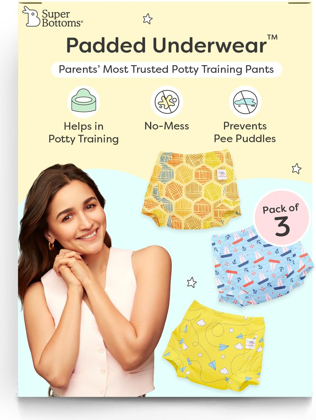 Padded Underwear™ for Babies | for Potty Training & Mess-Free Diaper-Free time | 3 Layers of Cotton Padding | Absorb 1 Pee | Pull-up Style Potty Trainers