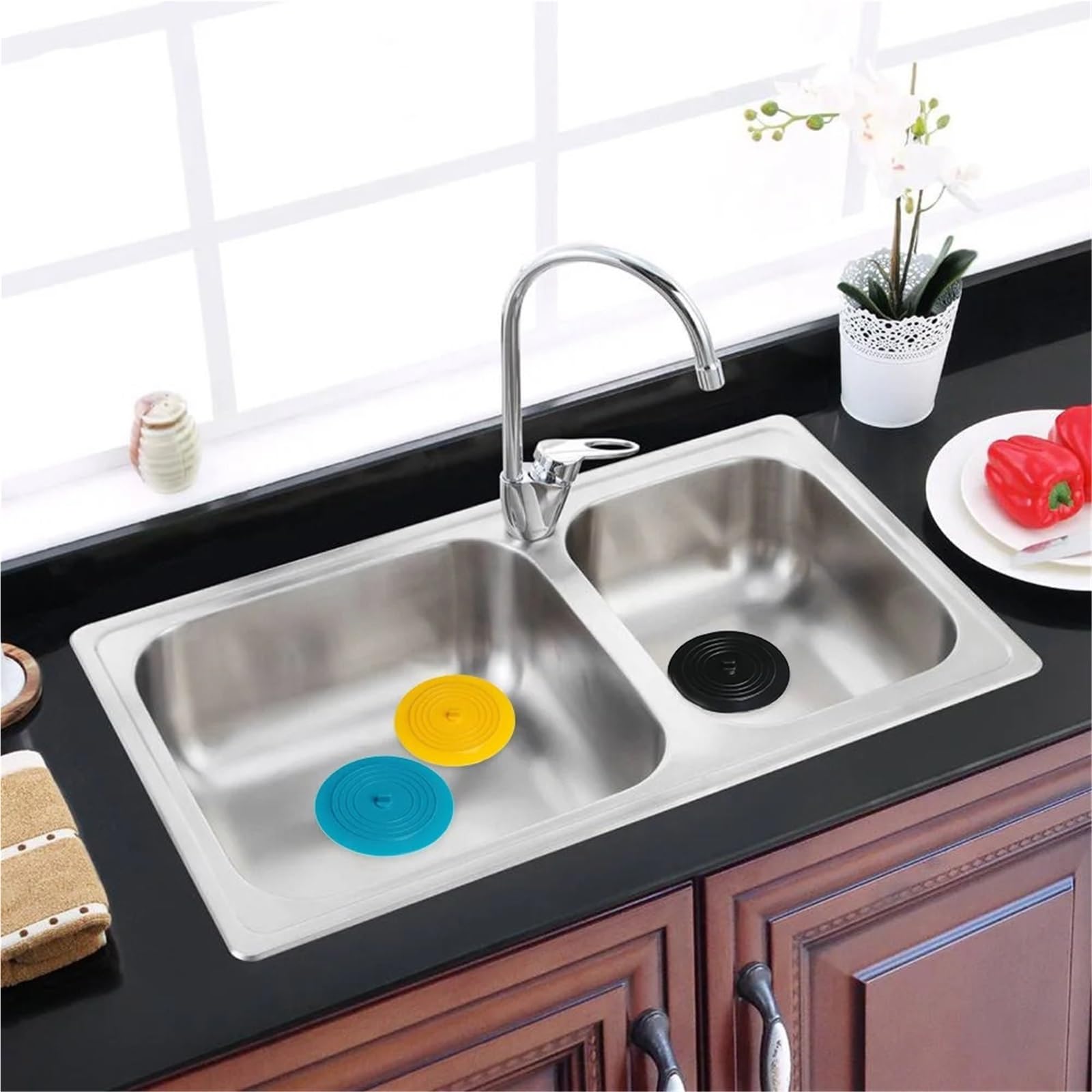 Tapón de bañera a Prueba Fugas, Cubierta Drenaje, tapón Pelo for Fregadero, Plano for, 5 uds para Bañera,Ducha