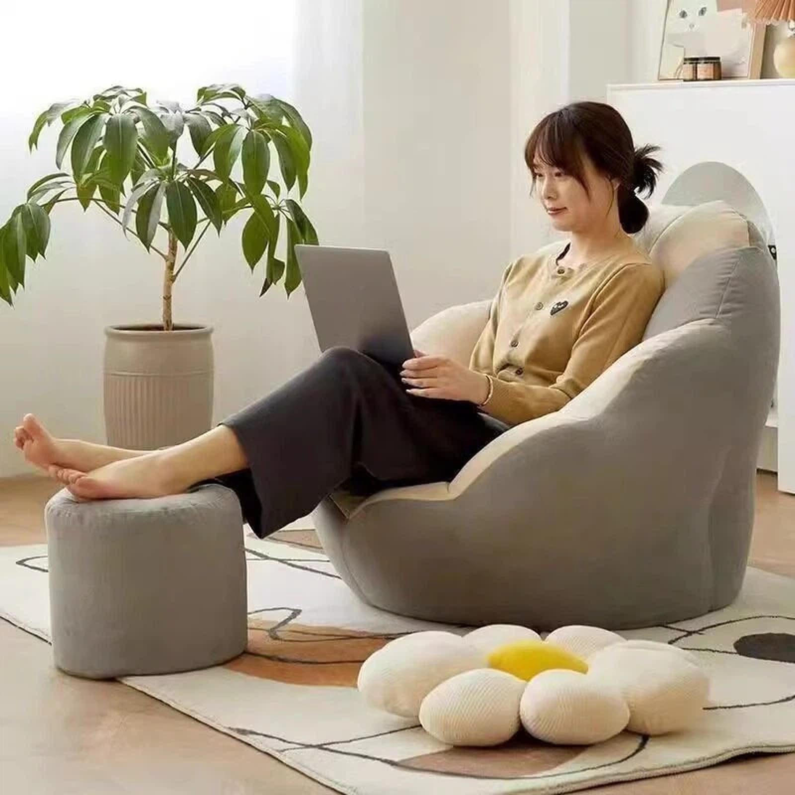 Strona główna Leniwa Sofa Worek Fasoli Tatami Pojedynczy Krzesło Sypialnia Salon Balkon Worek fasoli(Yellow,Duży)