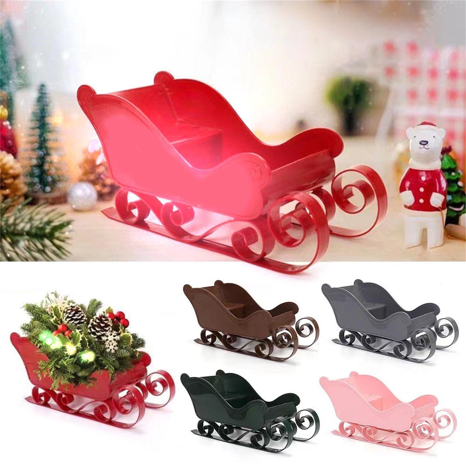 Eye Catching Christmas Sleigh Decoration Table Centerpiece Santa Sleigh Candy Dish Holiday Ornament