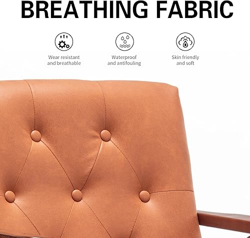 Miniatura 19 de UNICOO - Sillas decorativas modernas, sillón de mediados de siglo, sillas de sala de estar, silla de ocio con patas de metal, sillas laterales de