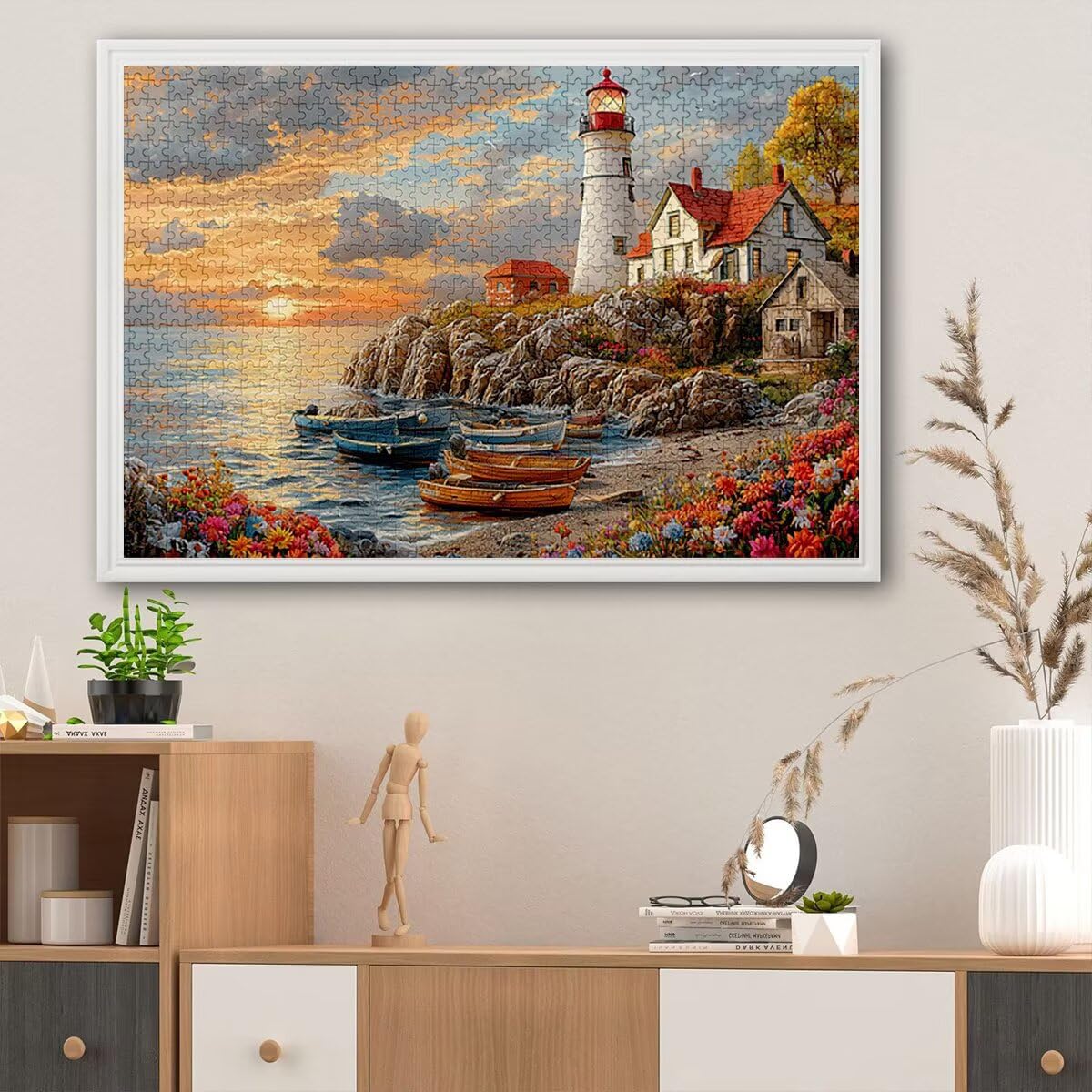Puzzle 5000 elementów, zachód słońca, latarnia morska, 5000 elementów, drewniane puzzle dla dorosłych, wymagająca łamigłówka, gra logiczna dla całej rodziny, dekoracja pokoju, prezenty dla kobiet D-66