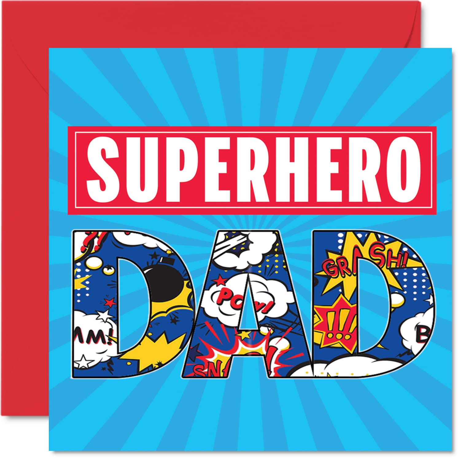 Super Hero Birthday Cards for Dad - Superhero Dad - Happy Birthday Card from Son Daughter, 145mm Father's Day Greeting Cards Gifts Daddy Father Papa