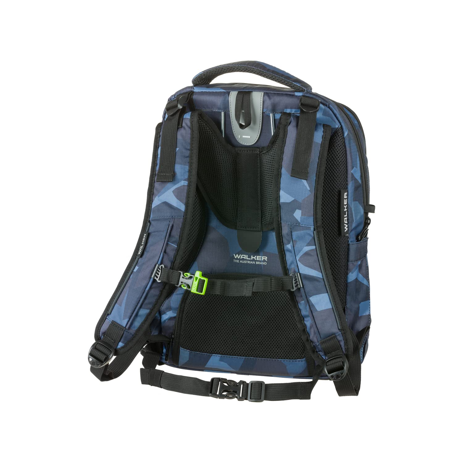 Walker Schulrucksack Elite 2.0 "Camo Anthrazit" mit 2 Fächern, Zippfach am Rücken, Schultasche inkl. RückenPolsterung, höhenverstellbares Tragesystem, verstellbaren Gurten