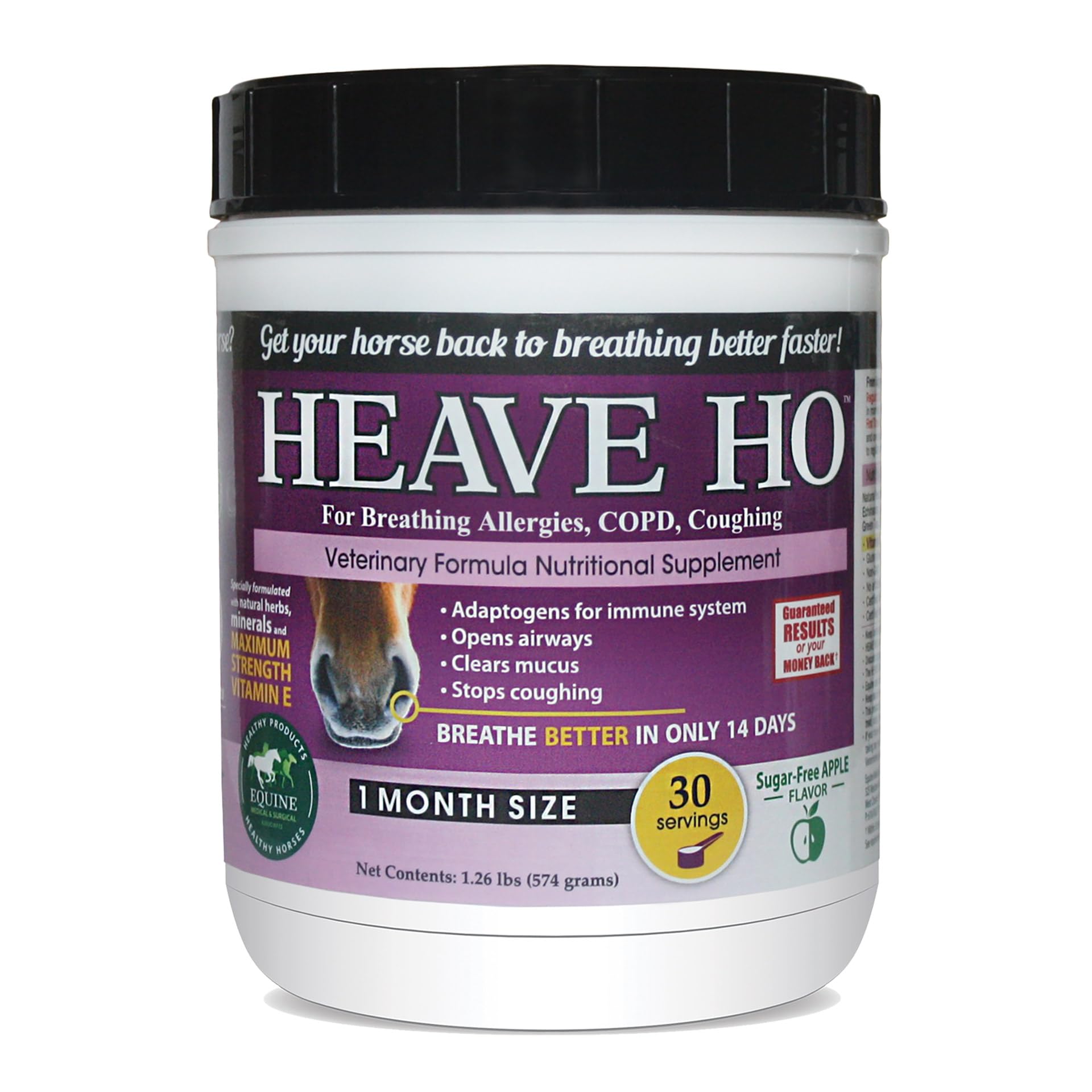 Heave Ho Equine Horse for Heaves Supplement 30 Servings Apple