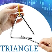 Vista 5 de 2 piezas de triángulos de percusión de 6 pulgadas con golpeadores, instrumento de triángulo de acero con ritmo de golpe triángulo instrumento