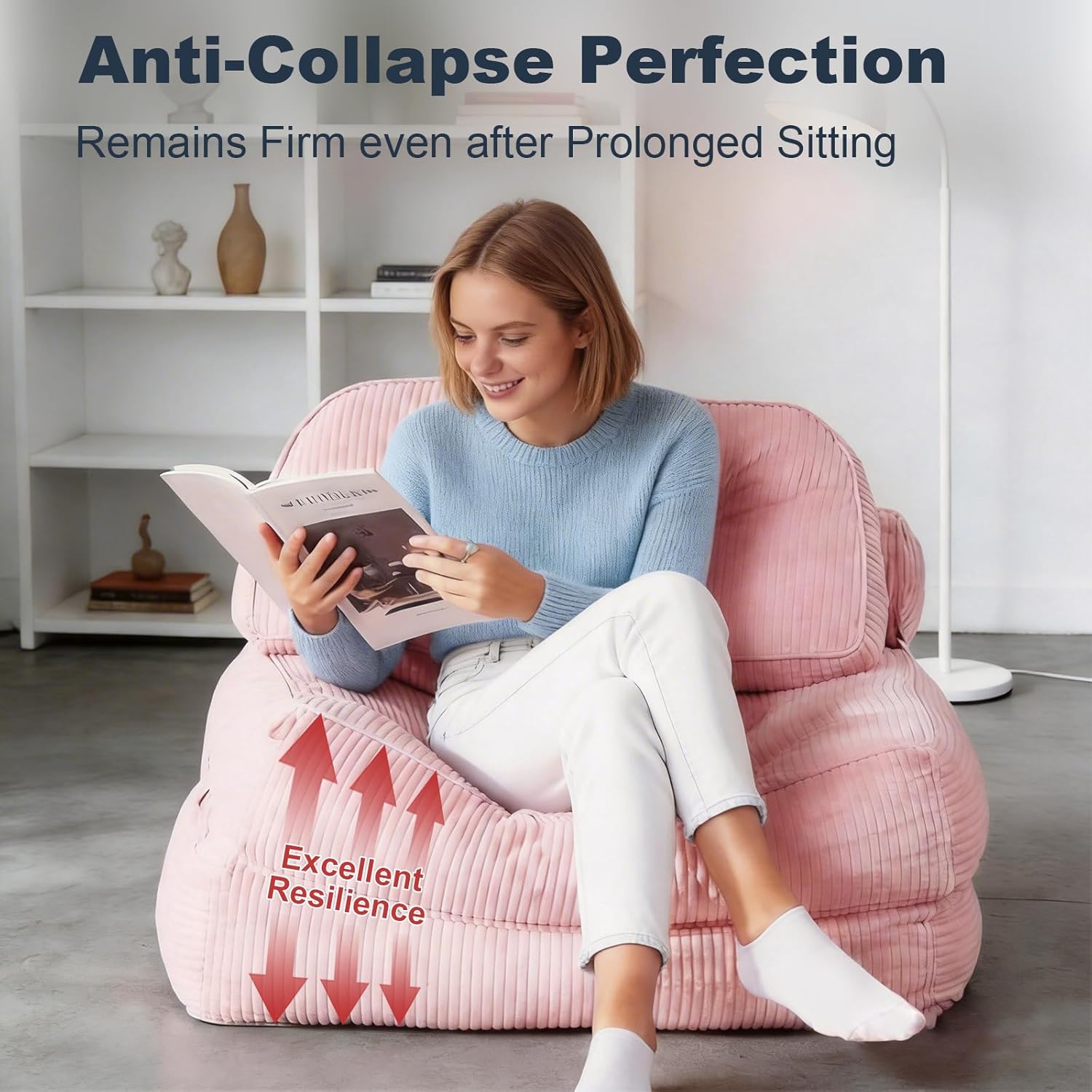 Folding Sofa Bed, Flannel Futon Couch Bed with Pillow and Blanket, Convertible Sleeper Chair for Living Room Bedroom, Pink