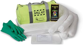 Aabaco 16 Gallon Absorbency Response Kit for Oil & Fuel Cleanup Absorbent Pads, Socks & High Visibility Duffel Bag for Automotive, Marine & Industrial Use