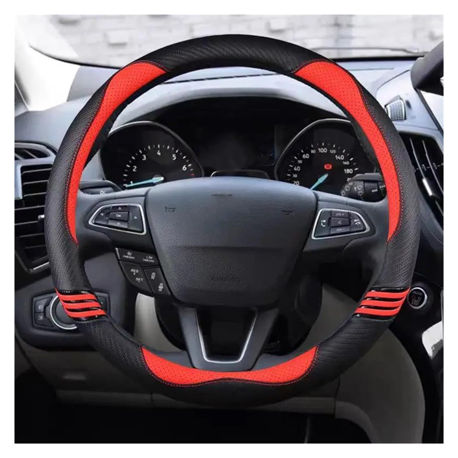 Pokrowiec na kierownicę ze skóry PU do samochodu z Focus 3 2015-2018 Kuga 2016-2019 Escape C-Max Ecosport 2018-2019 różowy