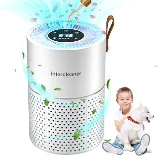 White 360°Air Purifier for Bedroom, H13 HEPA Portable Air Cleaner with Fragrance Sponge-Aromatherapy, Filter Air/Smoke/Pet, Adaptive 4 Speed Control Ultra Quiet -22DB for Bedroom