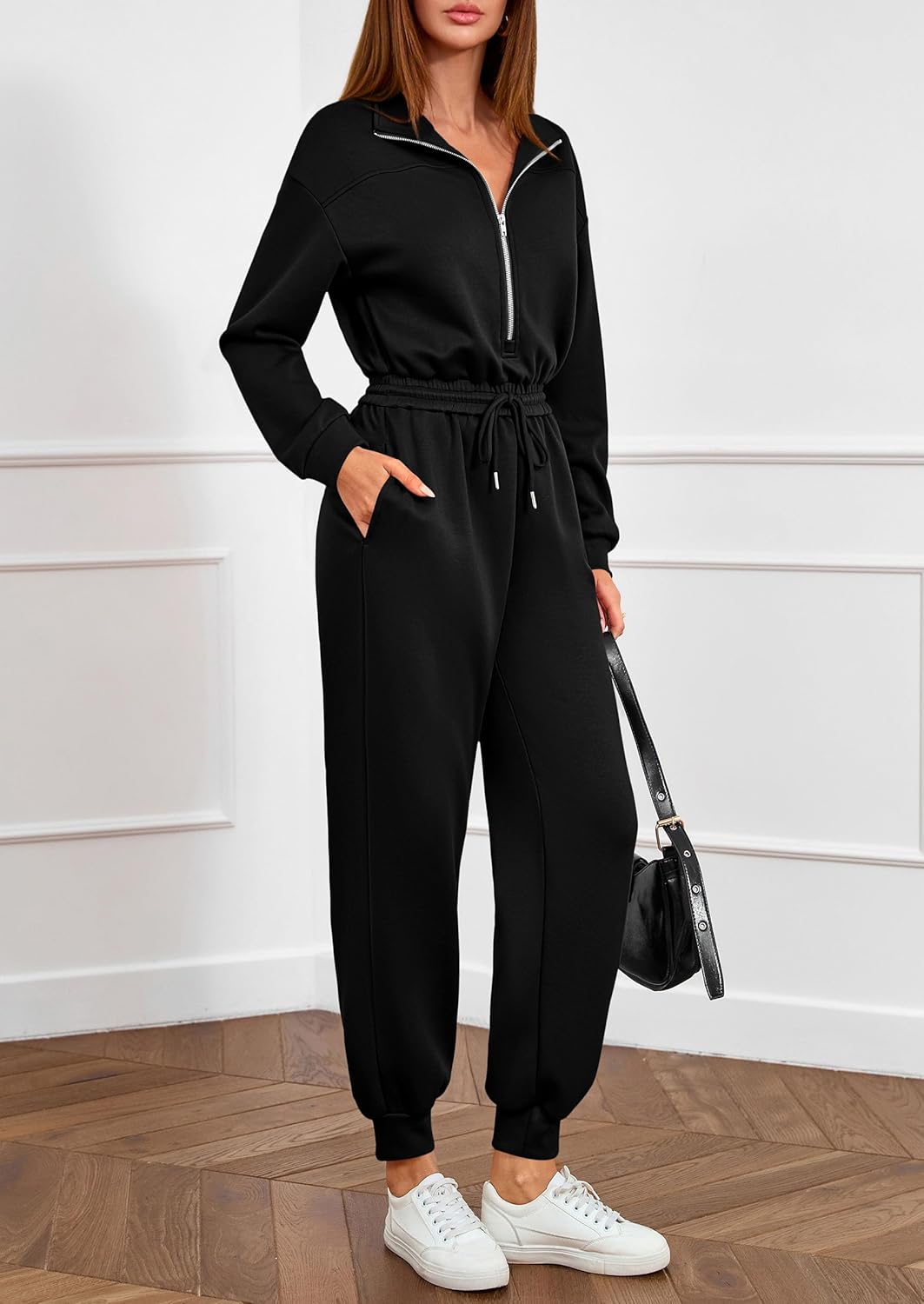 PRETTYGARDEN Long Sleeve Jumpsuits for Women Casual 2026 Fall Fashion Zip Up Pant Rompers One Piece Sweatsuits Travel Outfits - Image 5