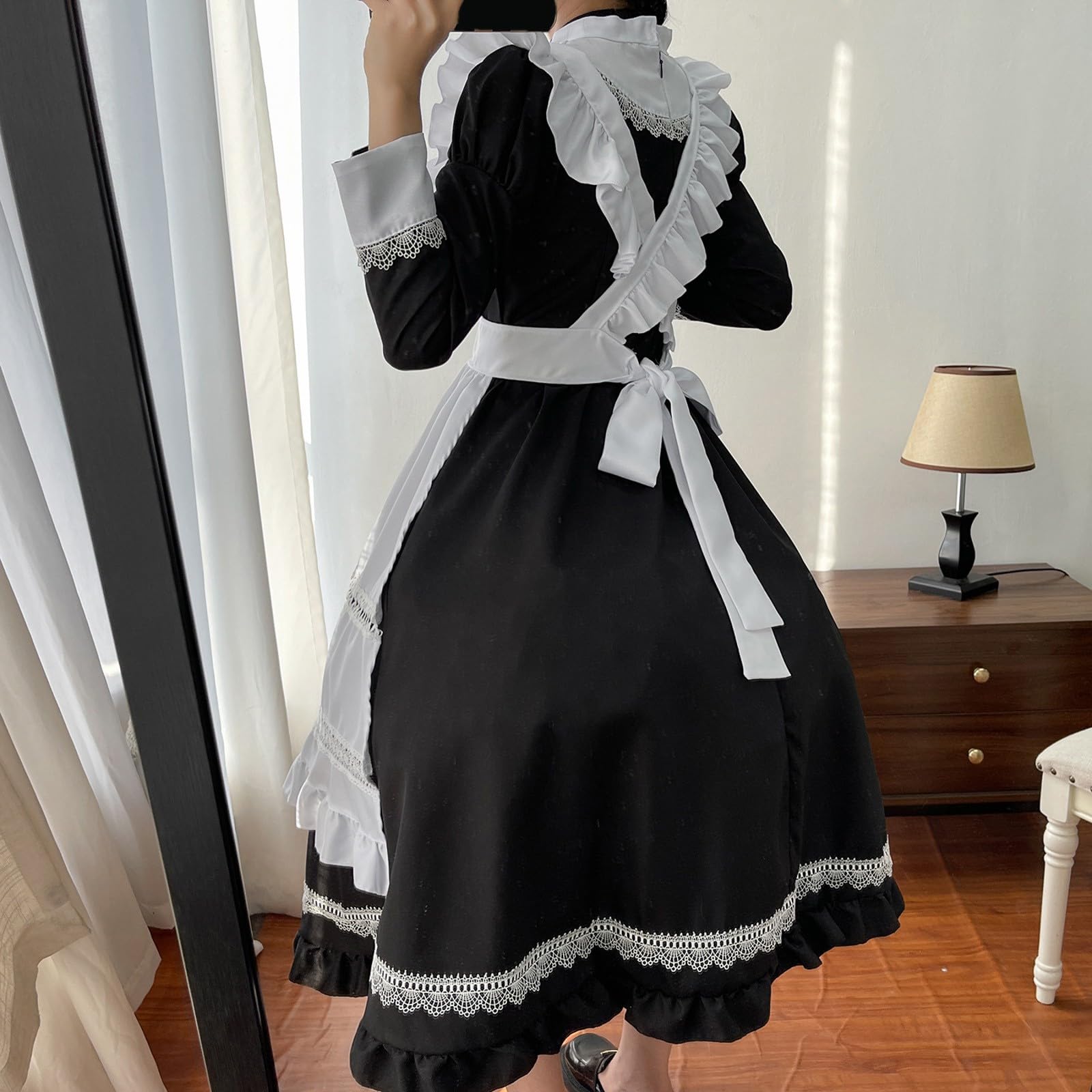 Generisch Dienstmädchen Kostüm Maid Kostüm Outfit Set Niedliche Maid Cosplay Kleid Für Halloween Cosplay Kostüm Dienstmädchen Kostüm Lolita Dress Lolita Faschingskostüm Anime French Maid Dress