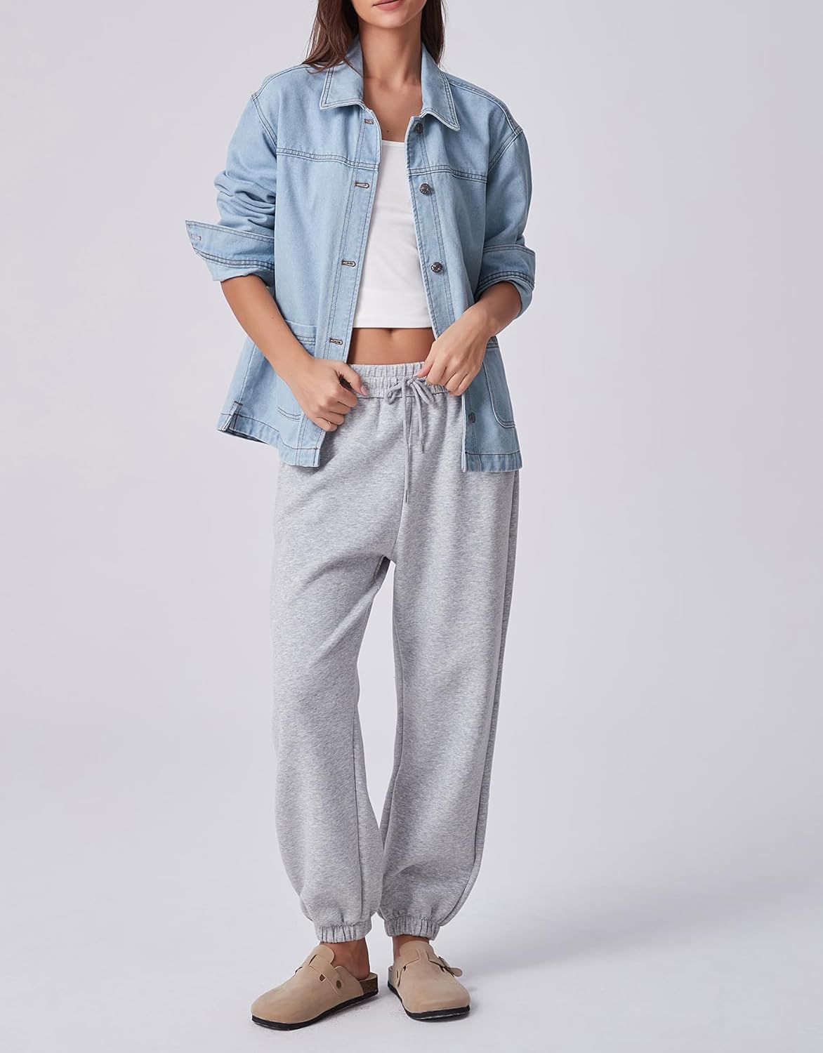 Kedera Women's Denim Jacket Shacket Button Down Long Sleeves Trendy Oversized Fit Jean Coat - Image 3