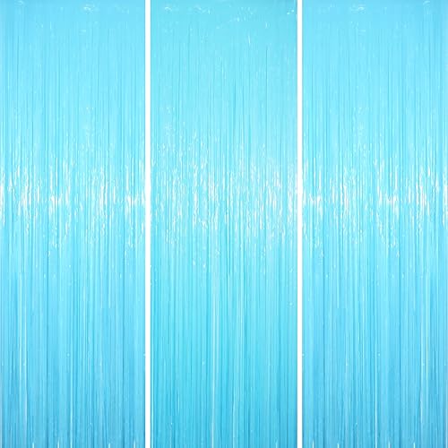 Miniatura 154 de Cortinas de fondo de flecos de papel de aluminio para fiestas, 3 piezas, 39.6 x 98.4 pulgadas, azul retro 48 Retro Azul,03 Rosa,04 Rosa