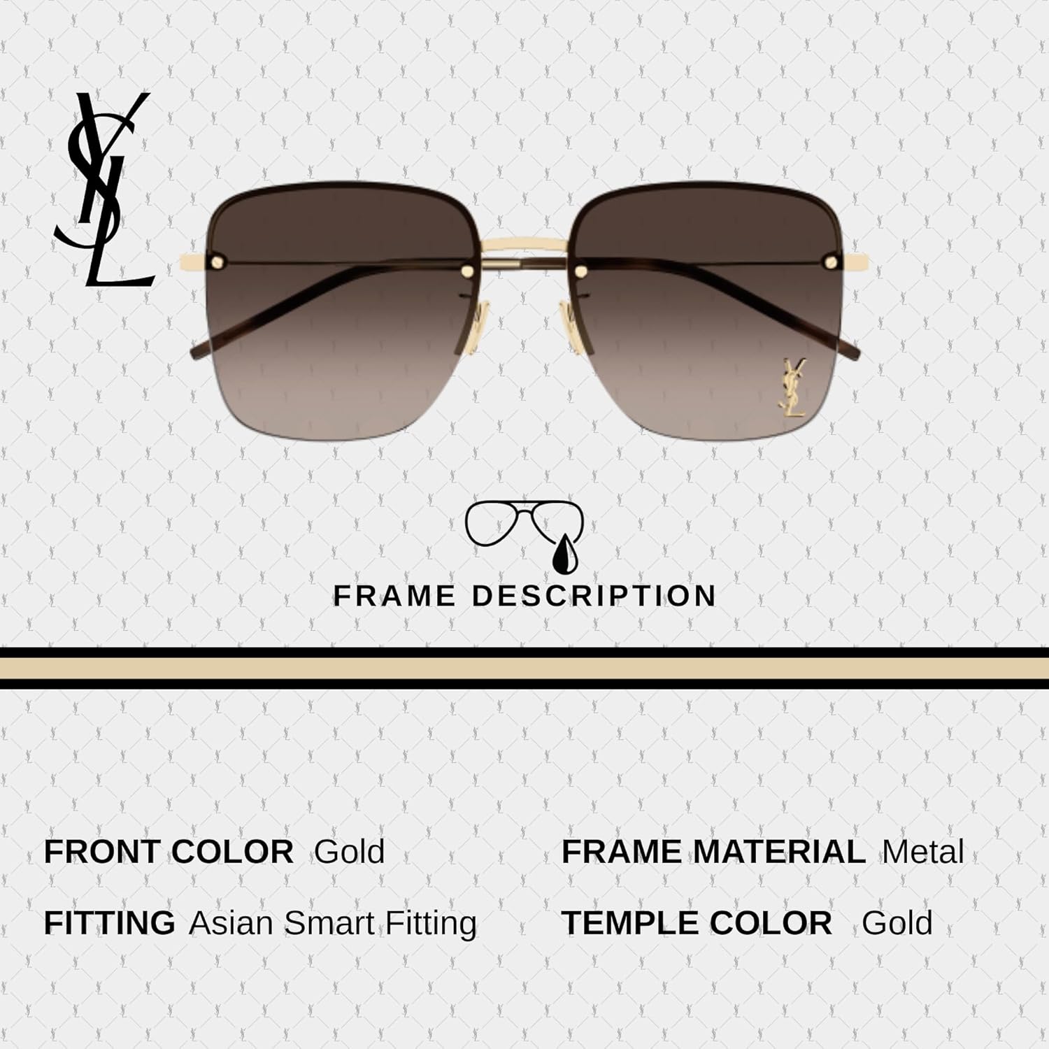 SAINT LAURENT SL 312 M Square shape Sunglasses + Bundle with eSHADES Luxury Eyewear Kit - Image 3