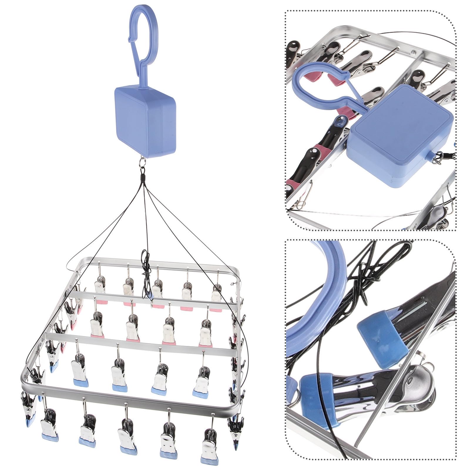Socken Trockner mit Manueller Hebefunktion, Aluminiumlegierung, 30 Clips