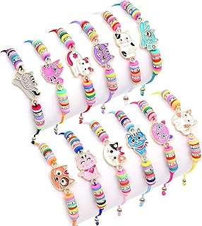 Lorfancy 12 Pcs Kids Girls Women Bracelets Jewelry Animal Pendant Unicorn Owl Cute Bracelet Multicolor Woven Bracelets for Prize Pretend Play Party Favors for Girls Kids Friendship Bracelets