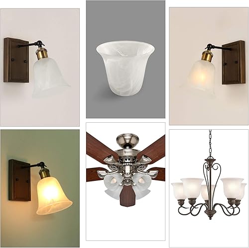 Miniatura 4 de Giluta Paquete de 6 pantallas de vidrio con forma de campana de alabastro de repuesto para ventilador de techo, luz de pared, sin labios con