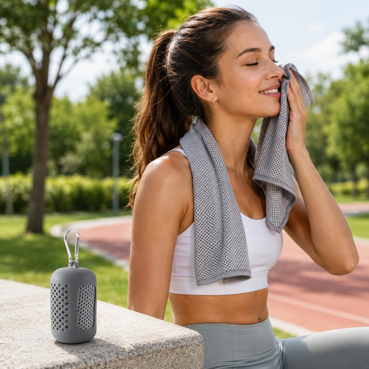 1Pc Summer Cooling Sports Towel (31.5in X 11.8in) - Quick-Drying Cooling Fitness Towel for Gym, Yoga, Running & Camping (Grey)