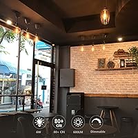 Vista 6 de 4 PCS Dimmable Vintage LED Edison Bulbs, 6W Equivalent 60 Watt, Warm White 2700K, Antique Flexible Spiral LED Filament Light Bulb, ST58 (ST19), 600