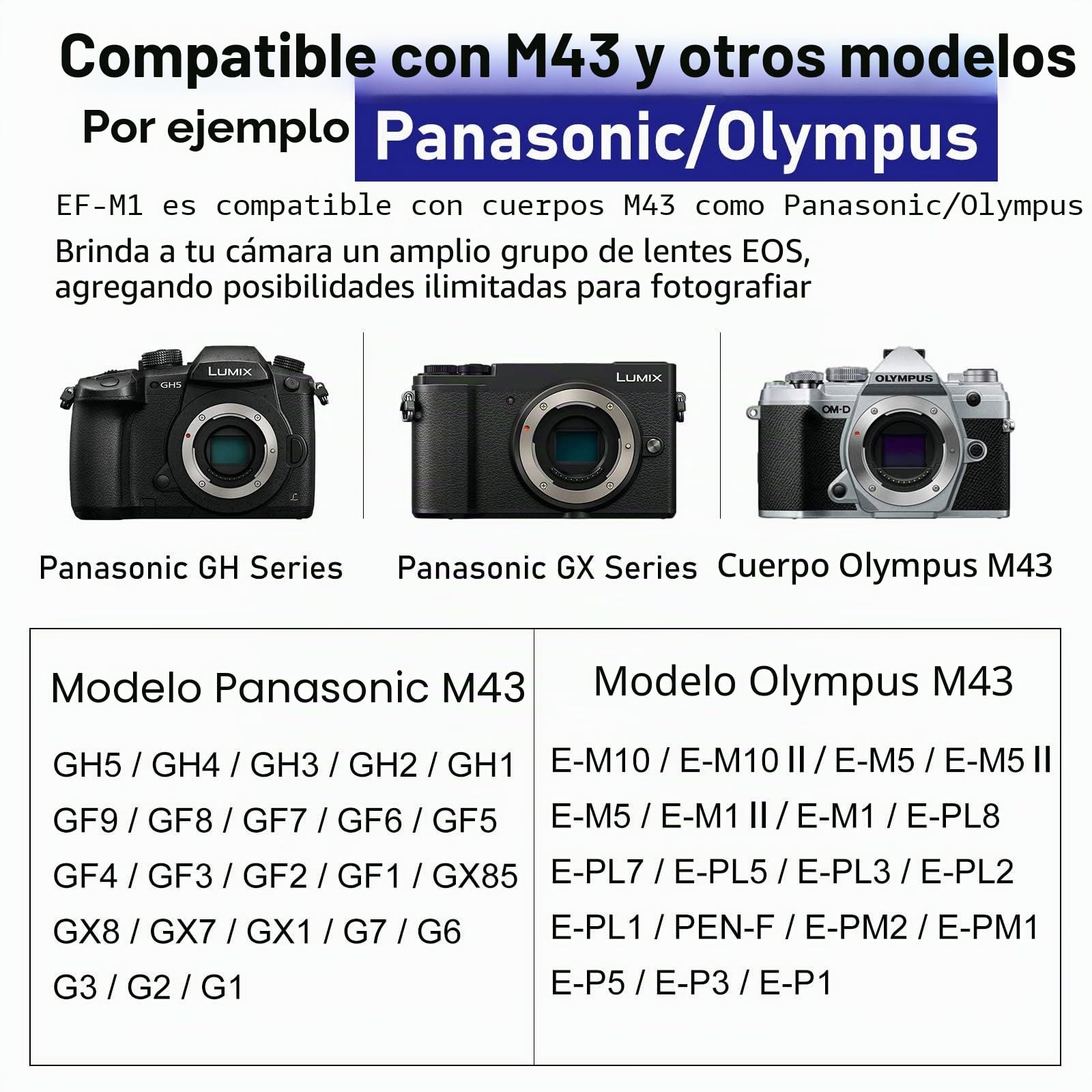 Fotga Adaptador Electrónico Con Autoenfoque Para Olympus Y Lumix Micro 4/3 – Compatible Con MMF-1, Montura De Bronce, Incluye Tapas