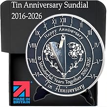 Anniversary Sundial Gift for 10th Tin Wedding Anniversary in 2026 - Recycled Metal Home Decor Or Garden Present Idea - Handmade in UK for Him, Her Parents Or Couples 10 Year Celebration
