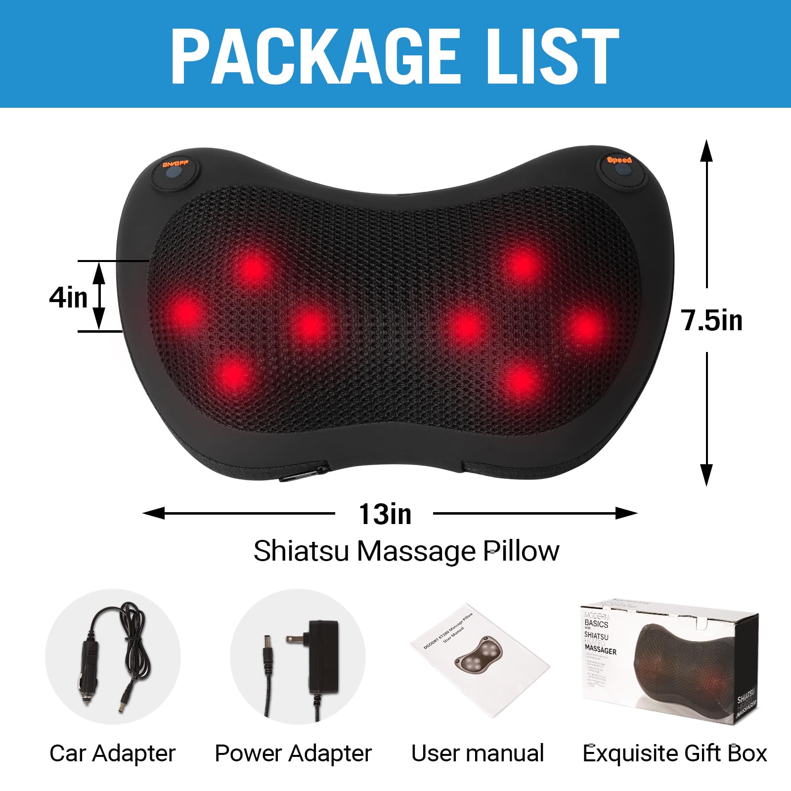 BIBIRE Massaggiatore Shiatsu per la Schiena e Collo con Calore Calmante, Cuscino Elettrico per Massaggio Impastante 3D per Sollievo dal Dolore Muscolare di tutto il corpo, Uso a Casa Ufficio Auto