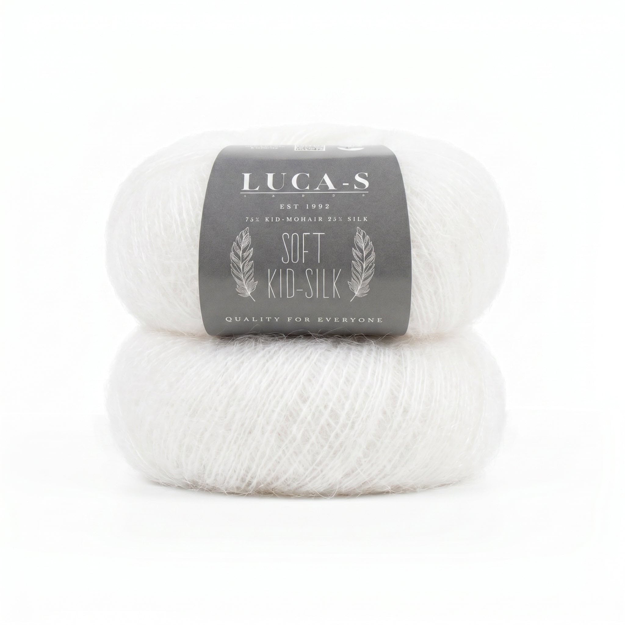 Set of 2 Soft Kid Mohair & Silk Yarn for Knitting & Crochet, 75% Mohair 25% Silk, 25g 210m, Lace-Weight Fluffy and Soft Wool for Knitting