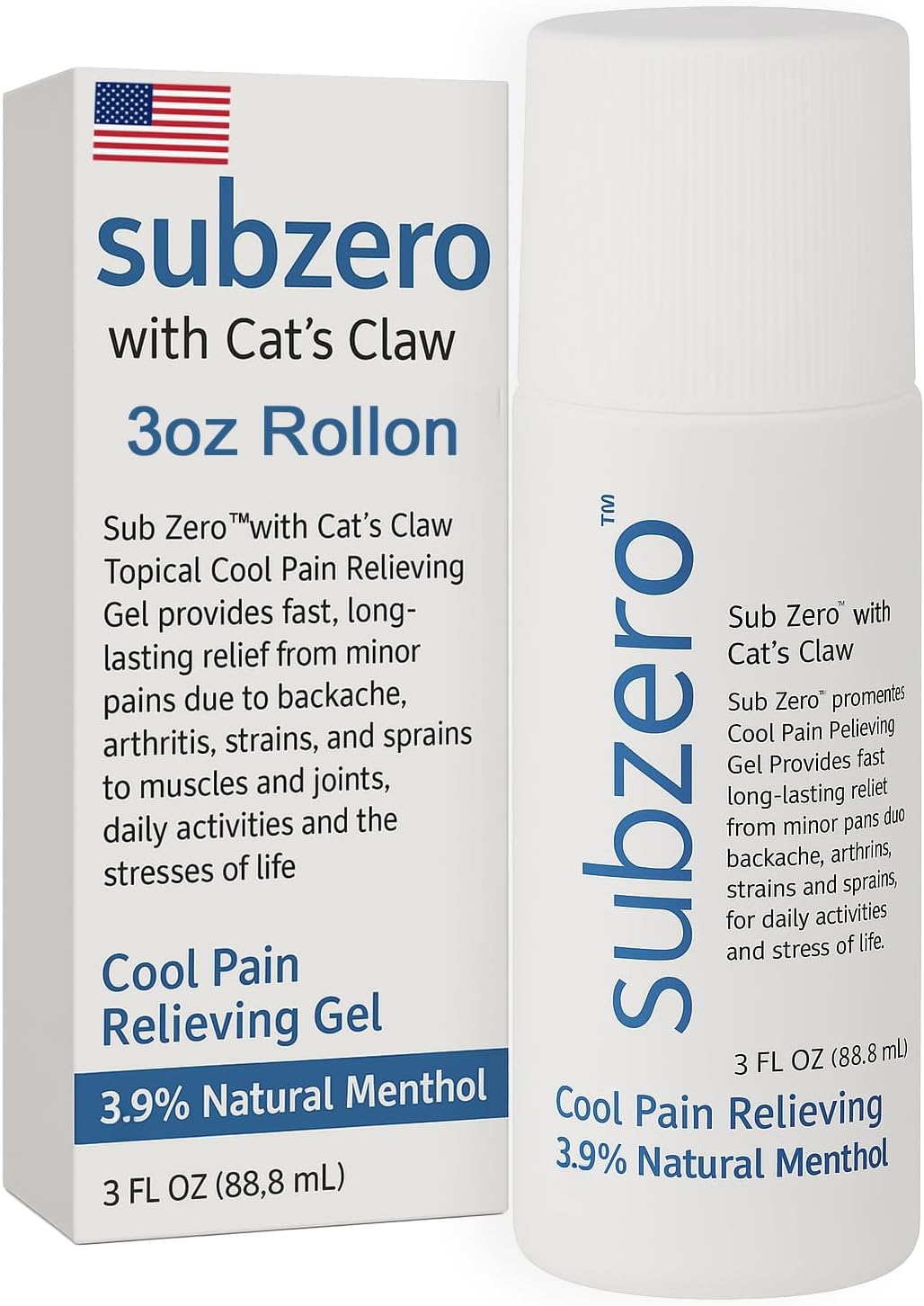 Sub Zero Refreshing Pain Relief Gel, Roll-On 3 Oz - Joint and Nerve Pain Relief Cream, Deep Muscle Pain Relief, Do Relief Products