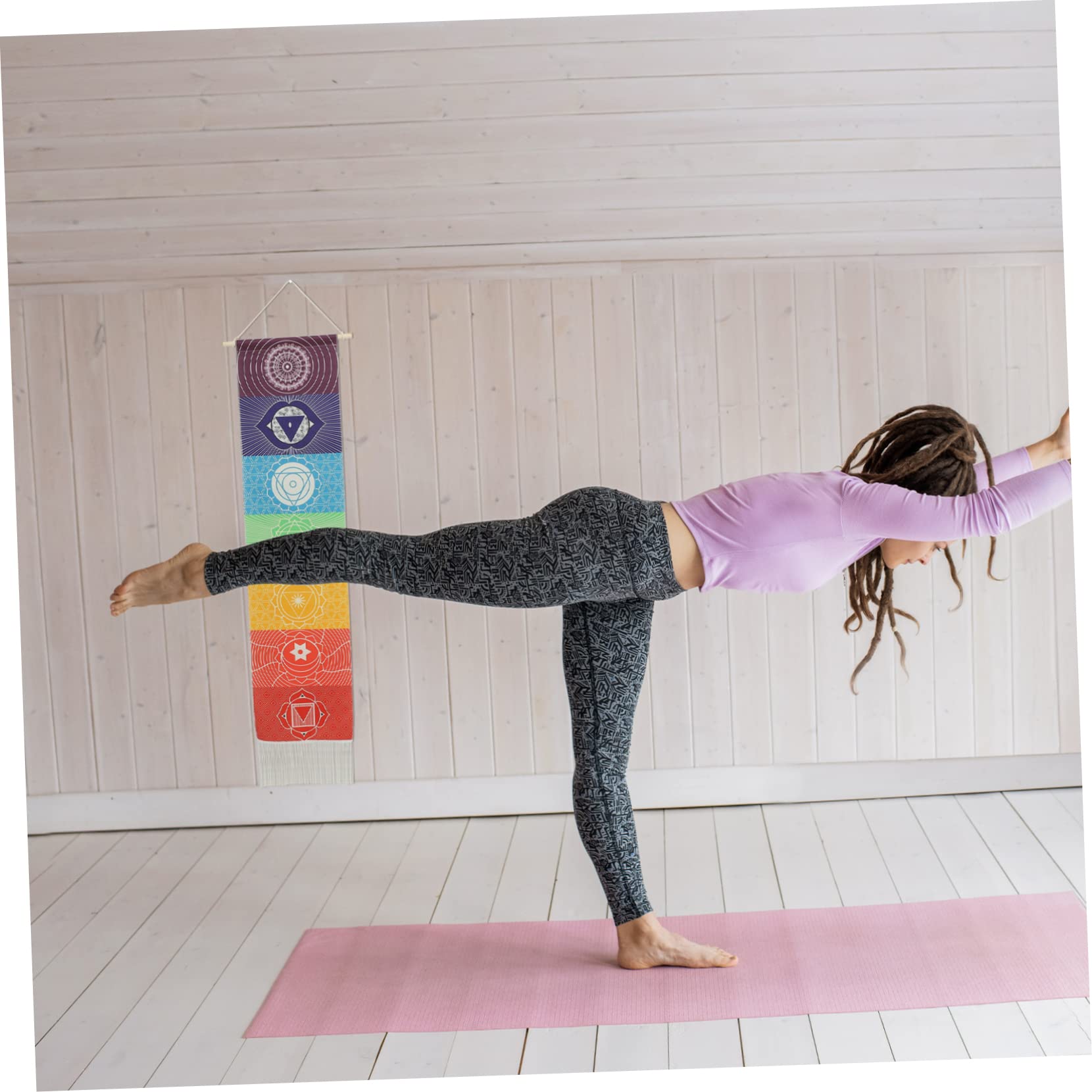 ABAKUHAUS chakra Arazzo, Mandala Chakra Yoga, Decorazione murale in tessuto per camera da letto, 60 x 80 cm, Blu scuro