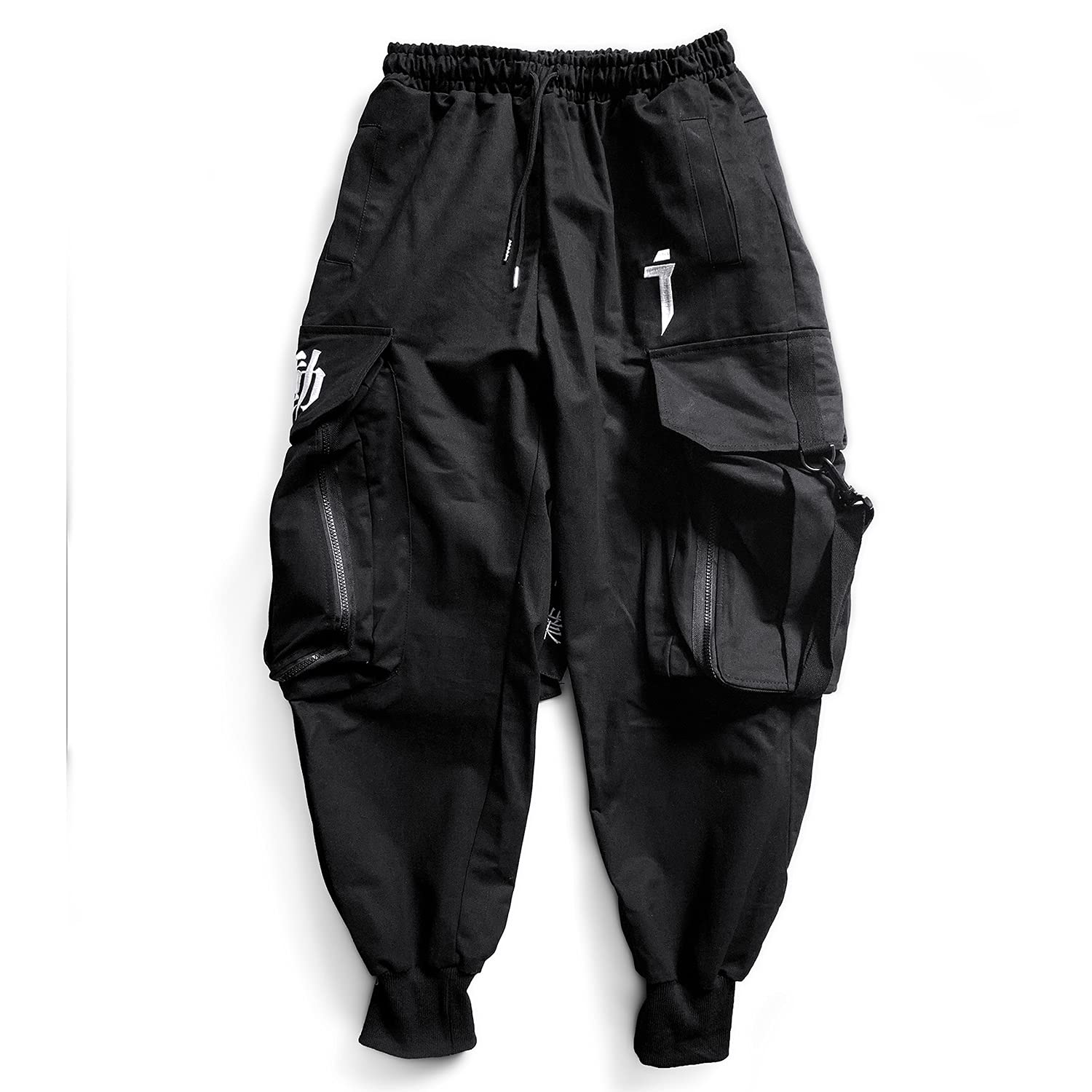 Niepce Inc Męskie japońskie spodnie Streetwear Techwear Cargo, Czarny, M