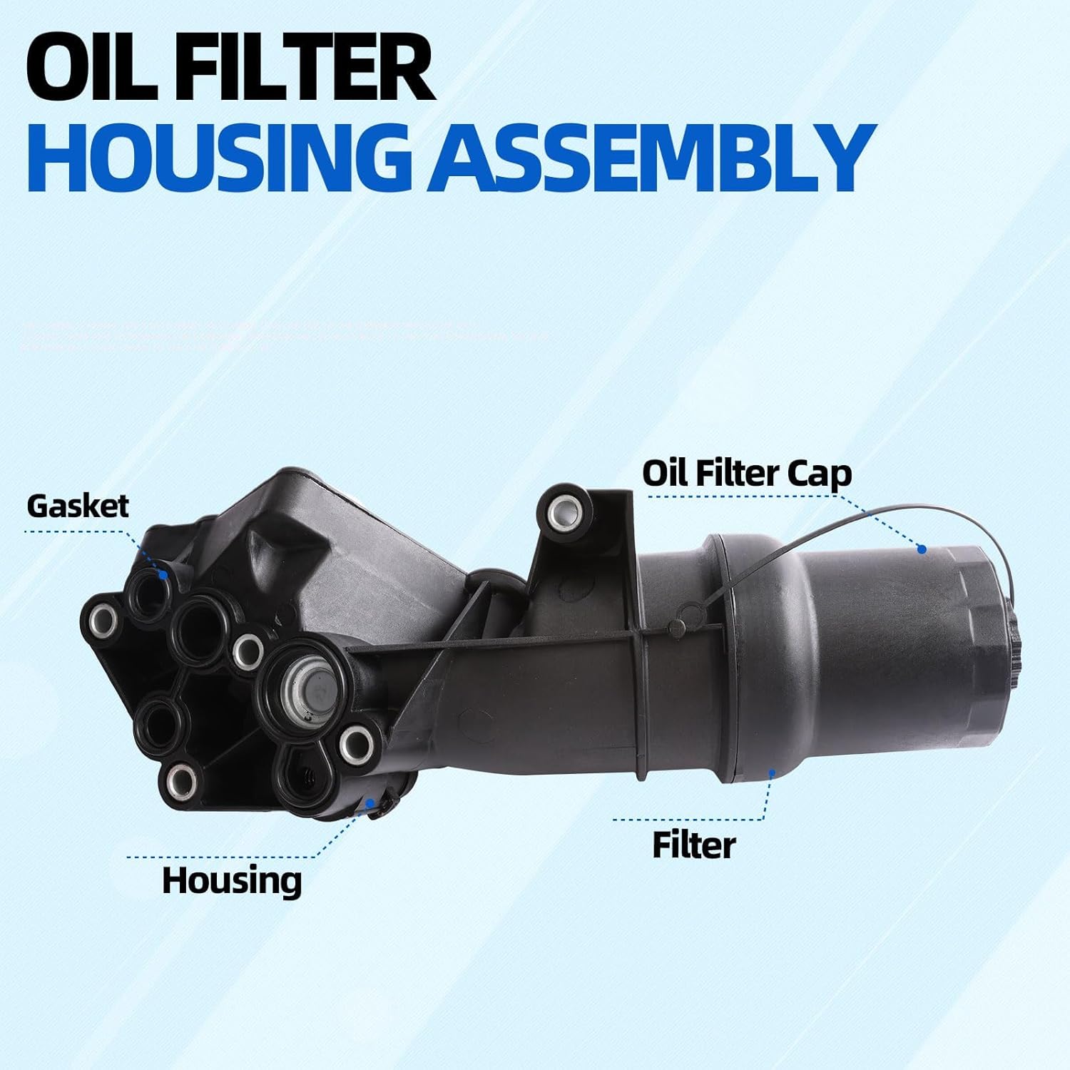 MITZONE Oil Cooler Filter Housing Compatible with 2005-2014 Volkswagen Beetle Golf Jetta Rabbit Passat Audi TTRS 2.5L Replace 07K115397D