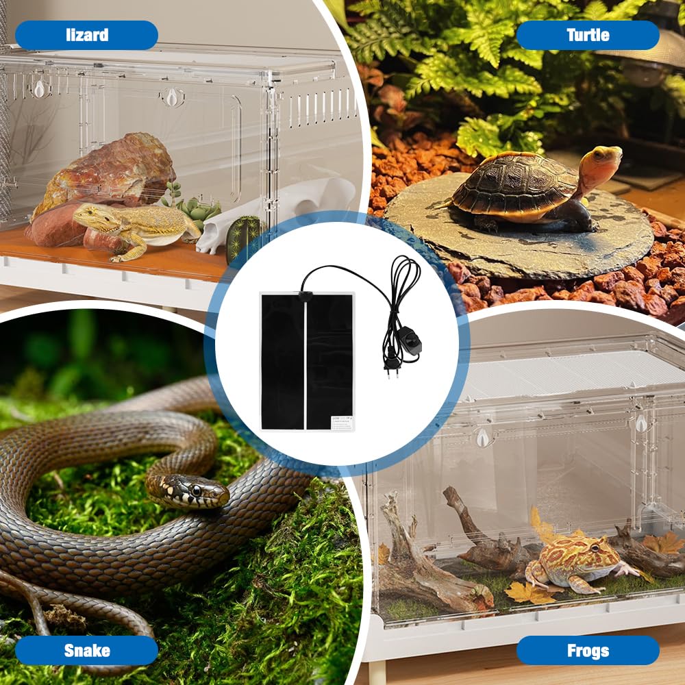 Tapis Chauffant Reptile, 20W Tapis Chauffant pour Reptiles, Tapis Chauffant Terrarium, avec Contrôle De La Température, pour Reptiles -Tortue, Serpents, Lézards, Geckos, Araignées