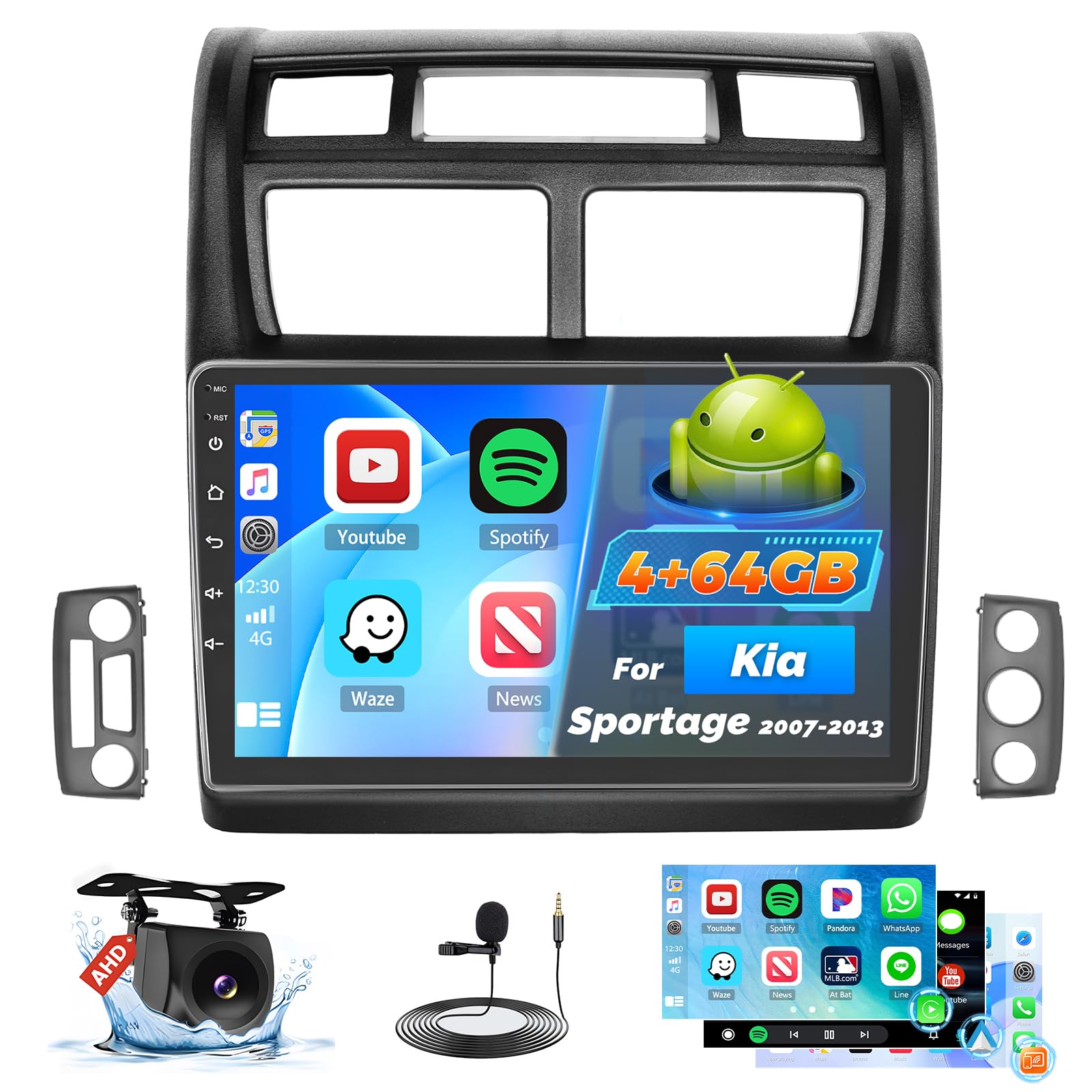  ROINVOU Thouch Screen Bluetooth Radio with GPS WiFi AHD Backup Camera 32EQ