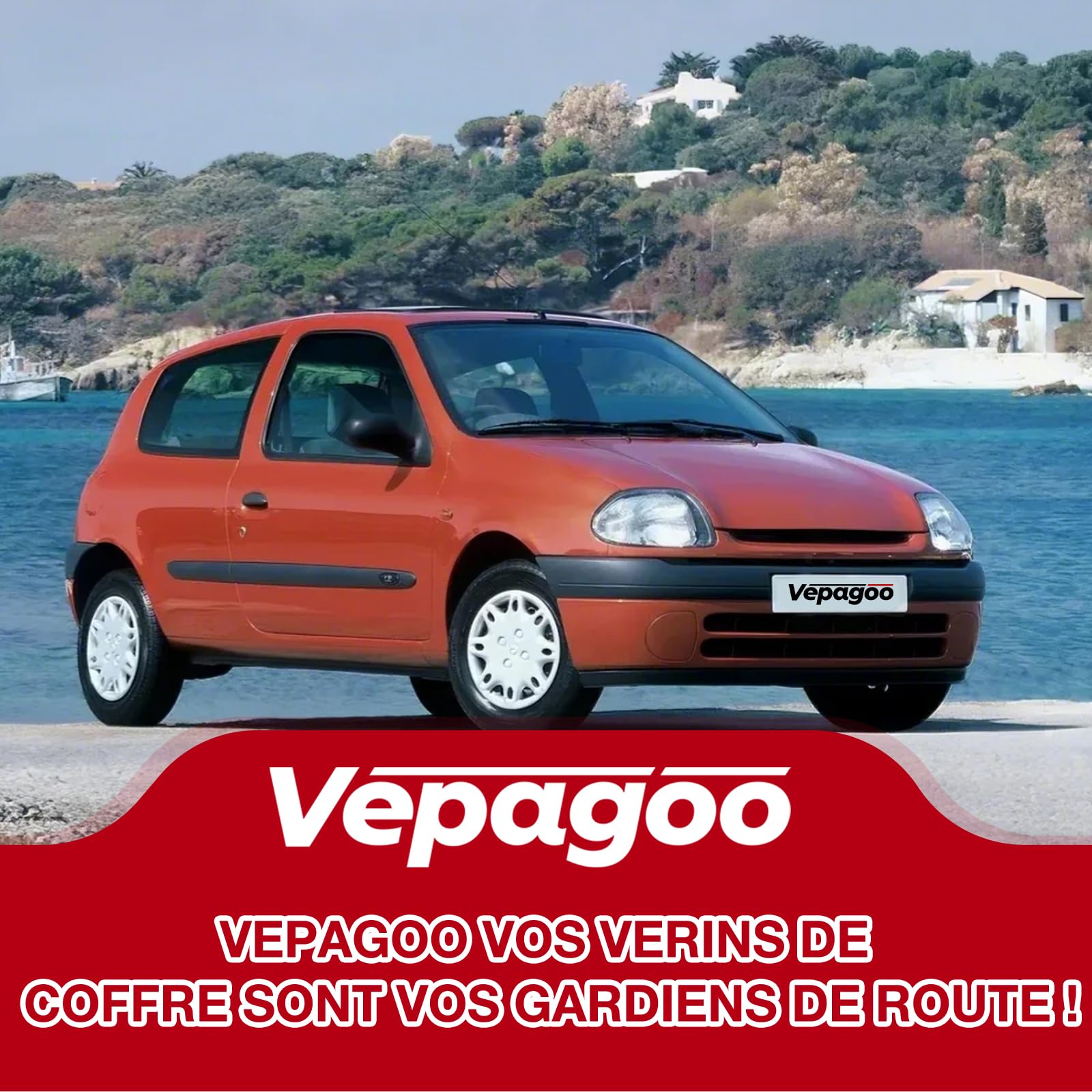 Vepagoo 2x Verins de Coffre pour Clio II BB CB Tous Moteurs Hatchback (1998-2005) – Vérin de Hayon Compatible, Remplacer #7700842256