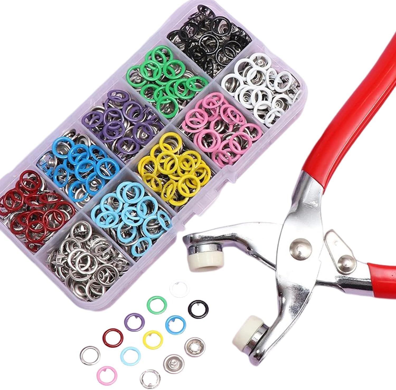 BuyLift Grommet Eyelet Plier Kit with 10-Color Eyelets – Handheld Snap Fastener Tool Set for Leather, Fabric, Canvas & DIY Crafts (Multicolor)-image-12