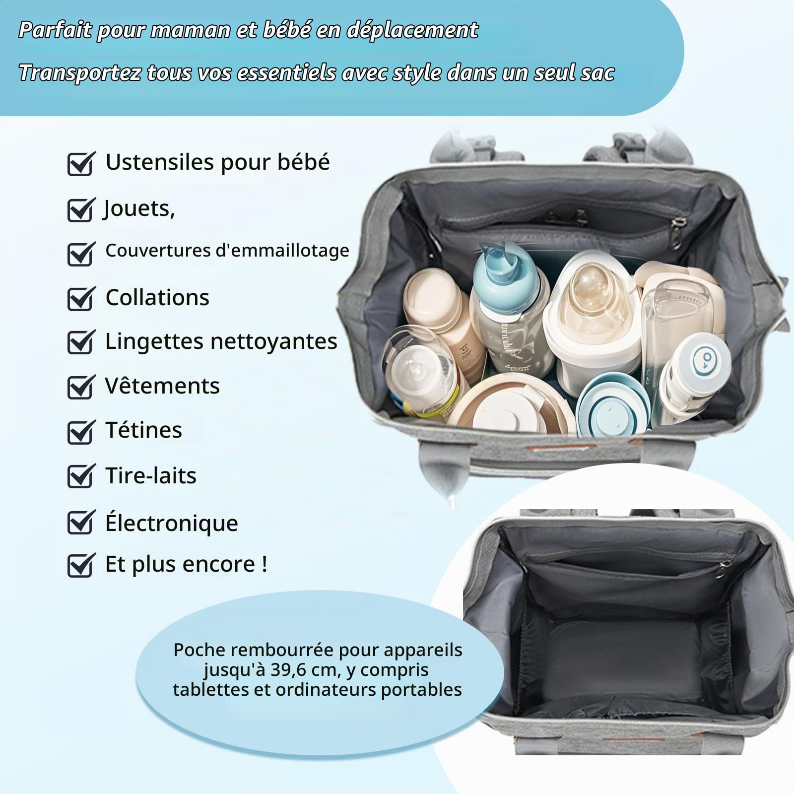 Sac à Langer Personnalisé avec Animaux et Prénom | Sac à Dos pour Bébé Garçon et Fille | Cadeau pour Nouveaux Parents, Baptême, 1er Jour des Mères