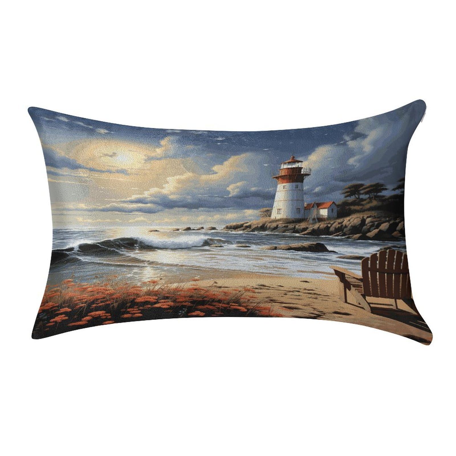 MUSM Sea Lighthouse Sandbeach Pillow Case 12"X20" Luxury Velvet Throw Pillow Cover Fade Resistant Cozy Soft Pillowcases Pillow Protector Pillow Shams Lumbar Pillow Shells for Home&Gifts