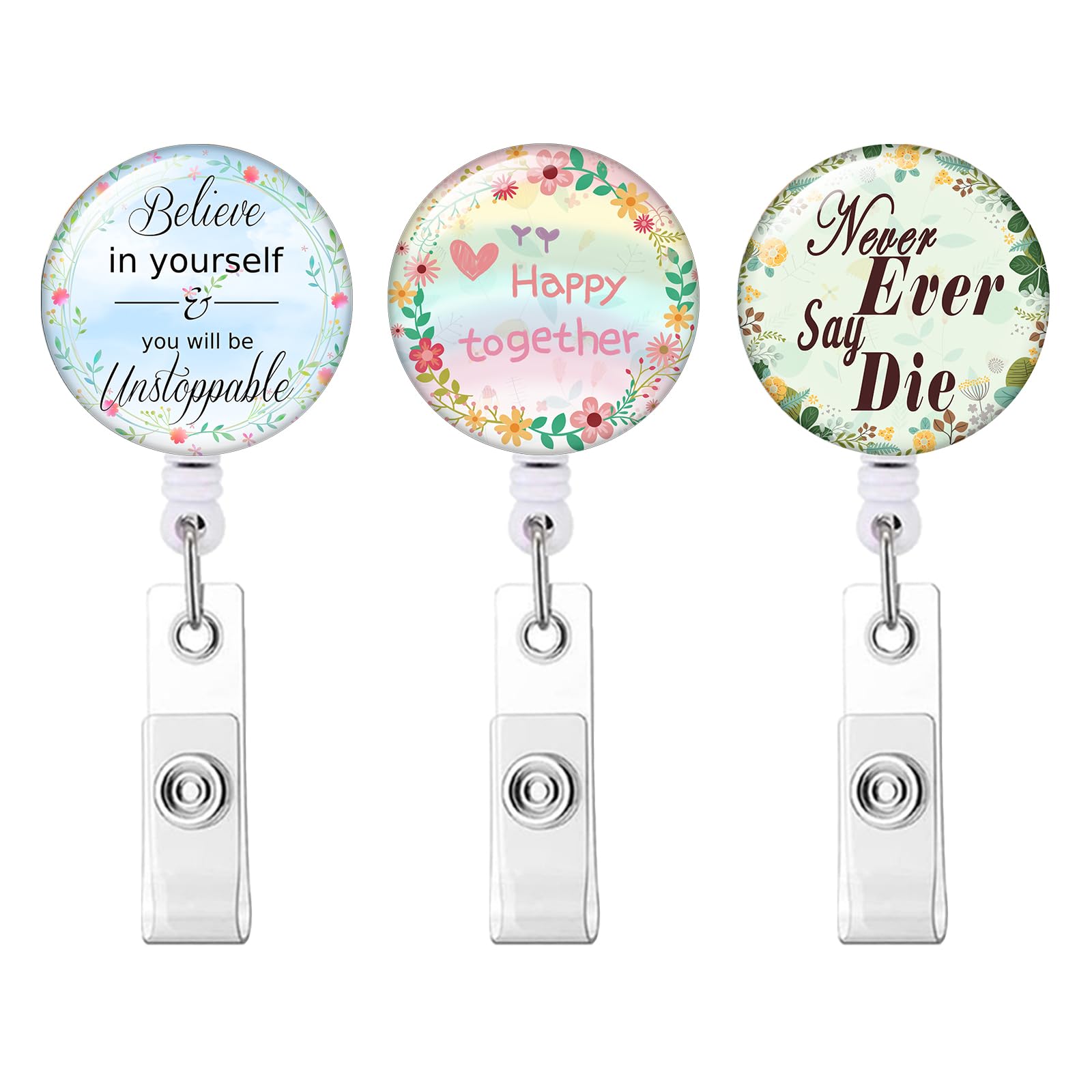 Retractable ID Badge Holder Nurse Badge Reels with Clip Name Card Holders for Office Worker Doctor Nurse (Multicoloured-C)