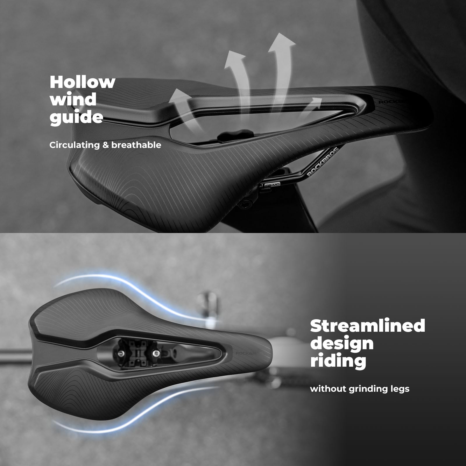 ROCKBROS Sillín de Bicicleta Cómodo Unisex Ergonómico Impermeable con Espuma de Alta Densidad y Estructura Cromo Molibdeno para Bicicleta Urbana, MTB, Ebike