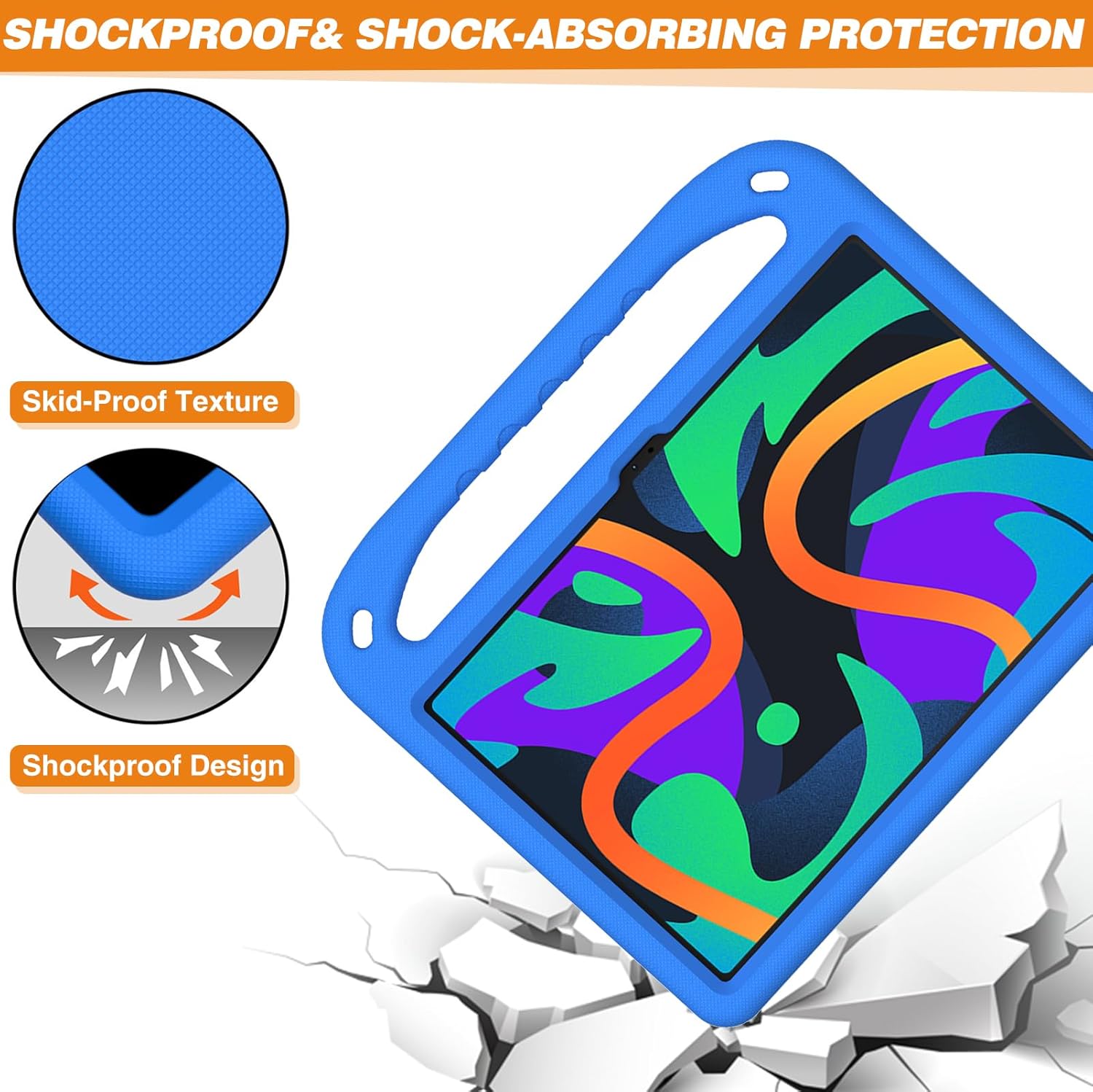 L00KLY Kids for Lenovo Tab M11 2024 Case with Screen Protector Built-in Kickstand and Handle, Lightweight Shockproof Silicone Case for Lenovo Tab M11 Tablet 2024 11 Inch (TB330FU) (Blue) - Image 3