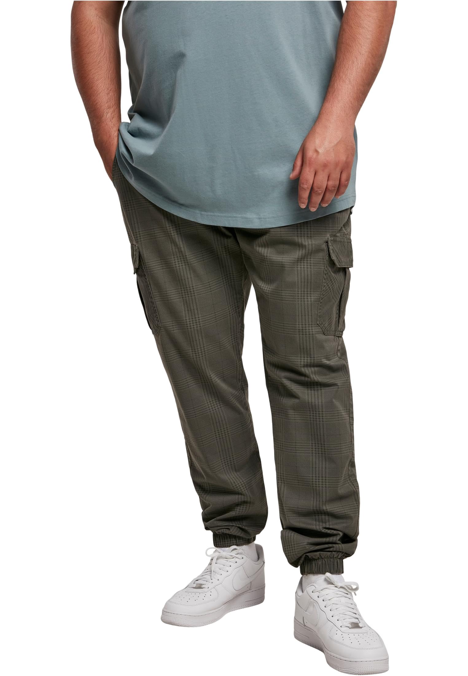 Urban Classics Men's AOP Glencheck Cargo Jog Pants, Darkgrey, M