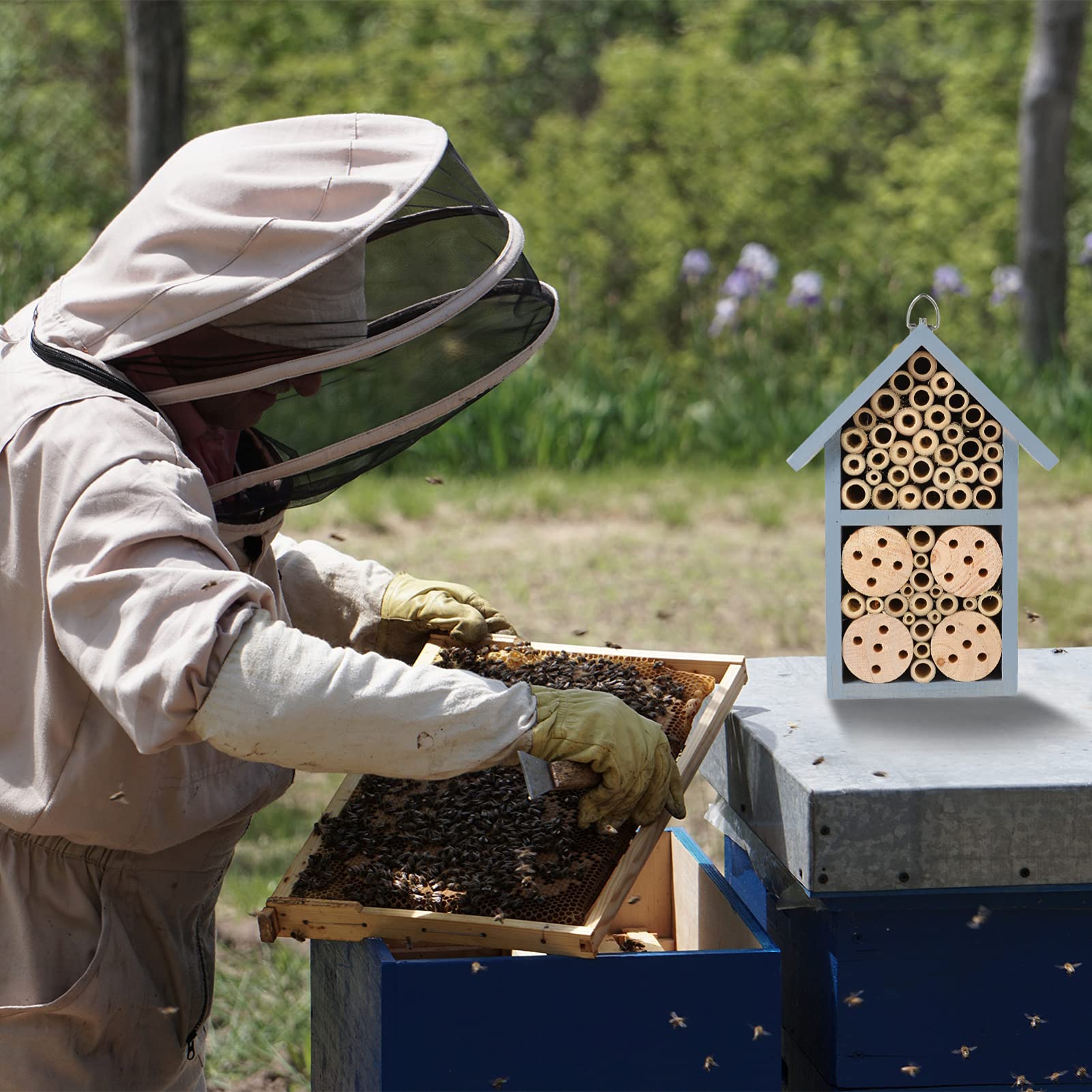 Insektenhaus Für Garten Aus Holz Dekoratives Marienkäferhütte Bienenhaus Mit Hängefunktion Freistehend Oder Aufgehängt Für Gartenarbeit Heim Für Geflügelte Freunde