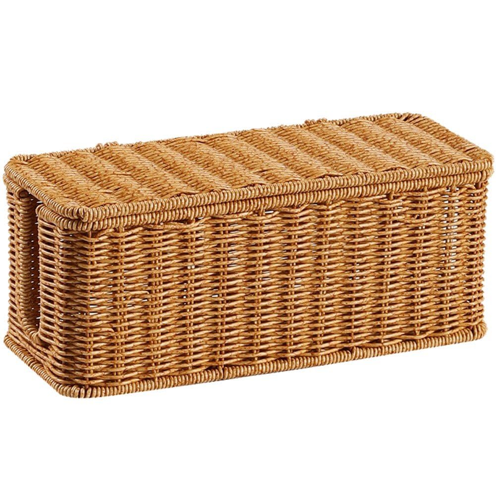 Boîte de rangement pour câbles ordinateur avec couvercle rustique en rotin