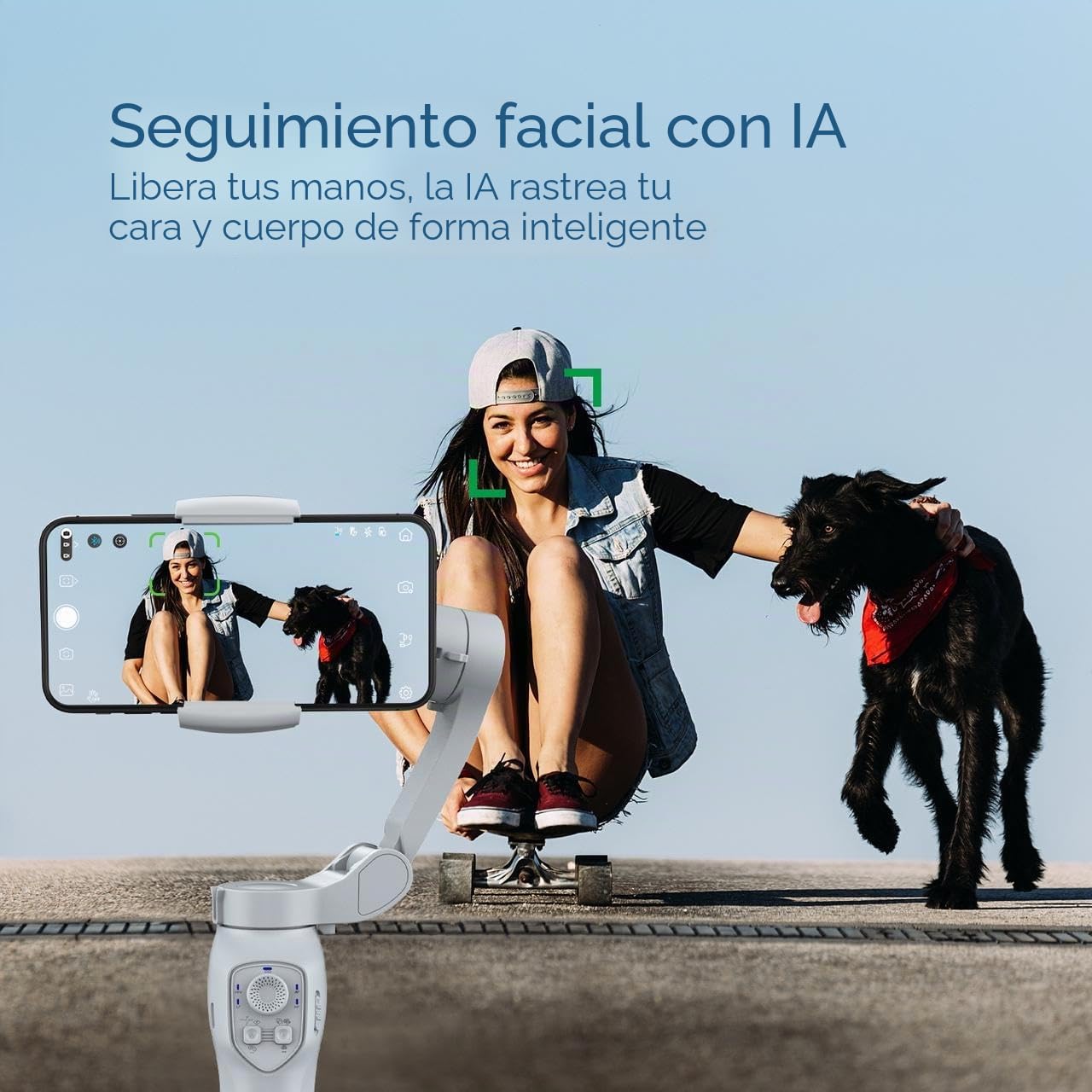 Estabilizador de cardán para smartphone, cardán de teléfono de 3 ejes para Android y iPhone 14 Pro Max, estabilizador de teléfono para grabación de video con seguimiento de rostro/objetos, kit de