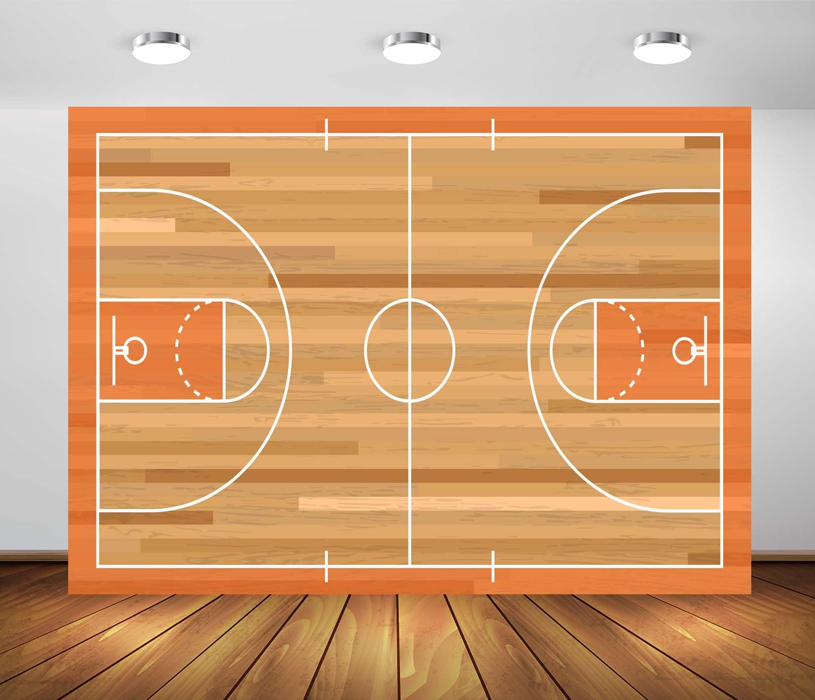 BELECO 3.6x3m Telo sfondo campo da basket | Pallacanestro texture legno sfondo tema sport decorazione compleanno bimbi banner studio foto