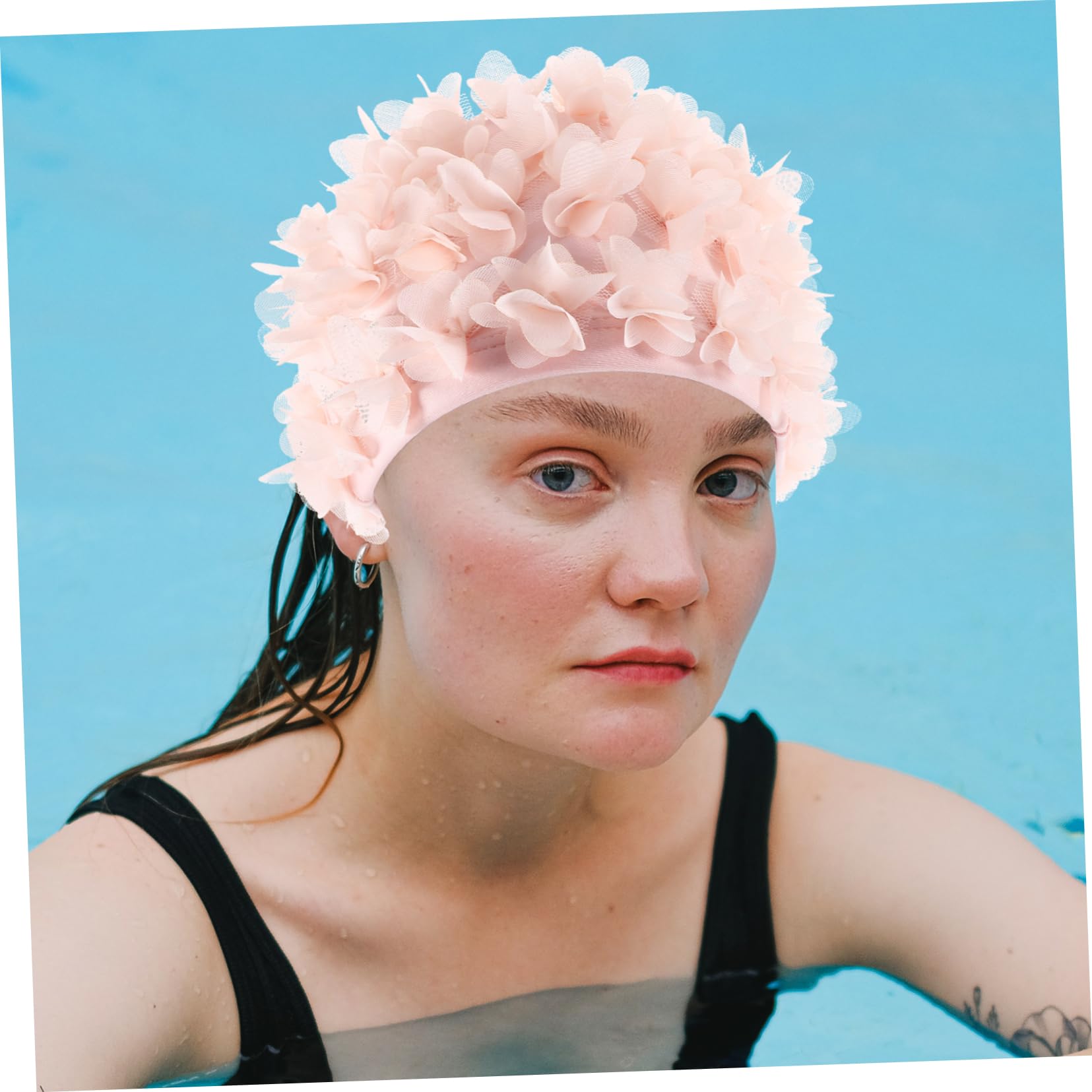 TOYANDONA 2piezas Gorros De Natación para Mujer Gorro De Natación Floral Pétalos Protector para Piscina Portátil y Elástico