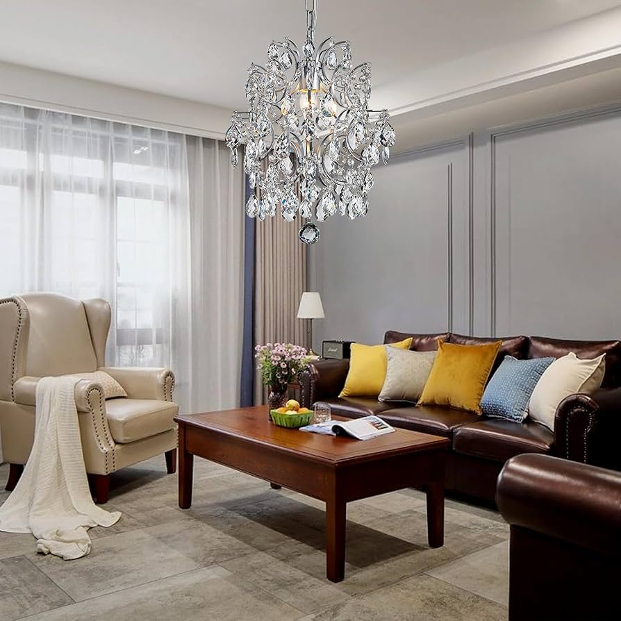 Bestier Modern Pendant Chandelier Crystal Raindrop Lighting