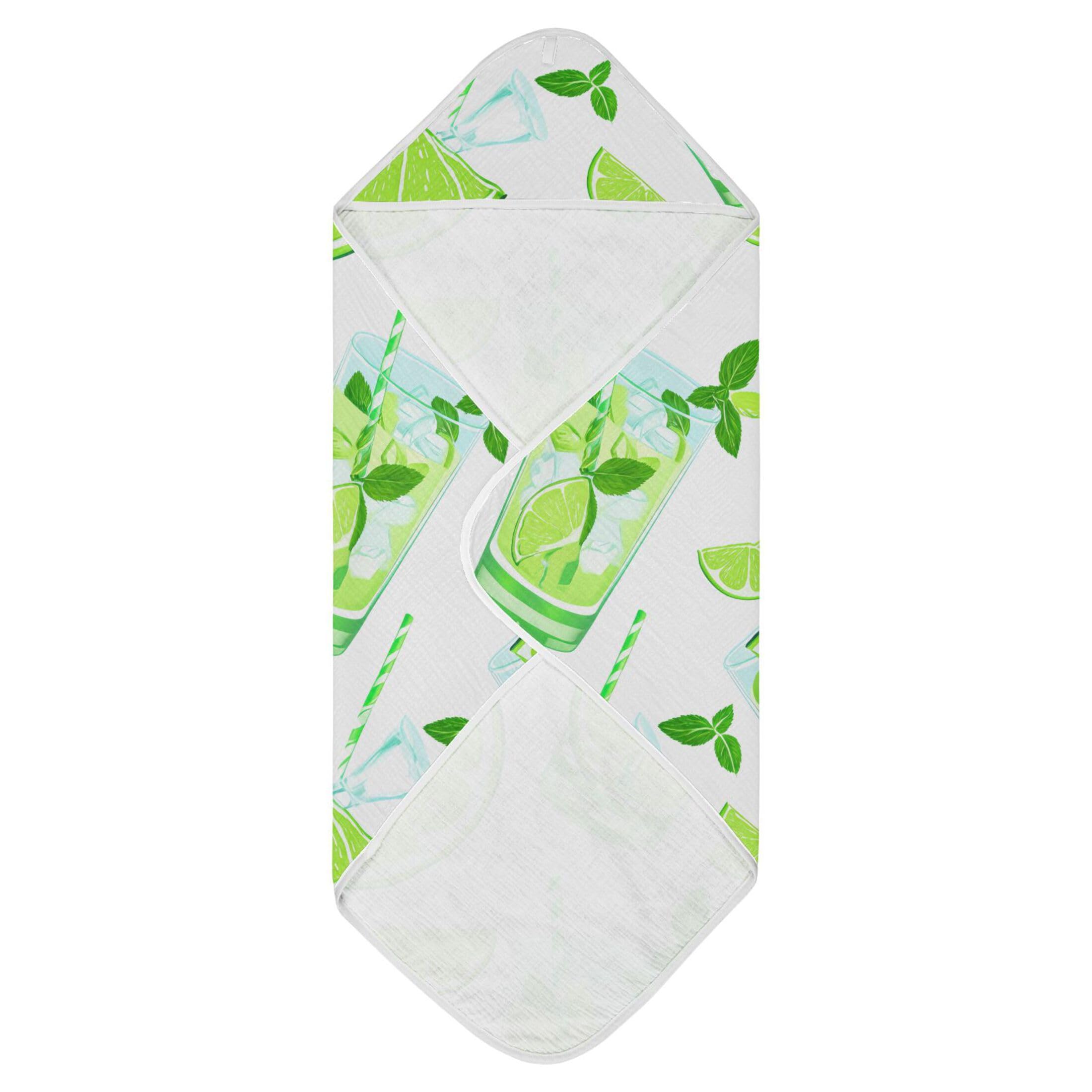 Kigai Baby Hooded Towel Absorbent Baby Bath Shower Towel with Hood for Newborn Boys Girls Babies Infant Toddler (Refreshing Green Drinks 30 x 30 in)