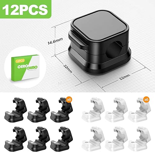 Miniatura 2 de Paquete de 12 clips magnéticos para cables, soporte ajustable para cables de escritorio y organizador de cables para el hogar, oficina, automóvil,